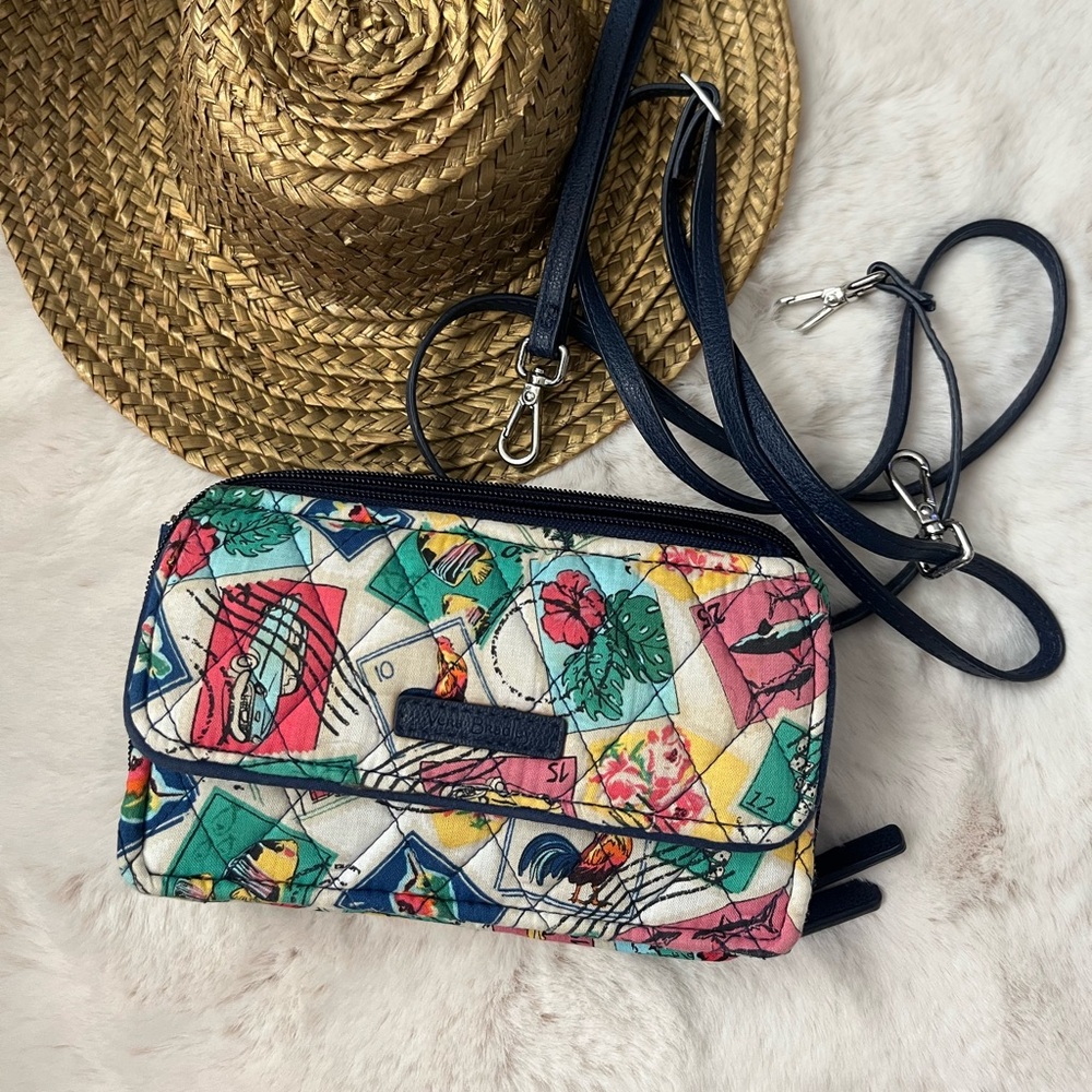 Vera Bradley Quilted Convertible Wallet Bag with‎ Navy Strap